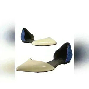 3.1 PHILLIP LIM White Blue Exotic  Embossed Leather Pointed Flats 38EU 8US